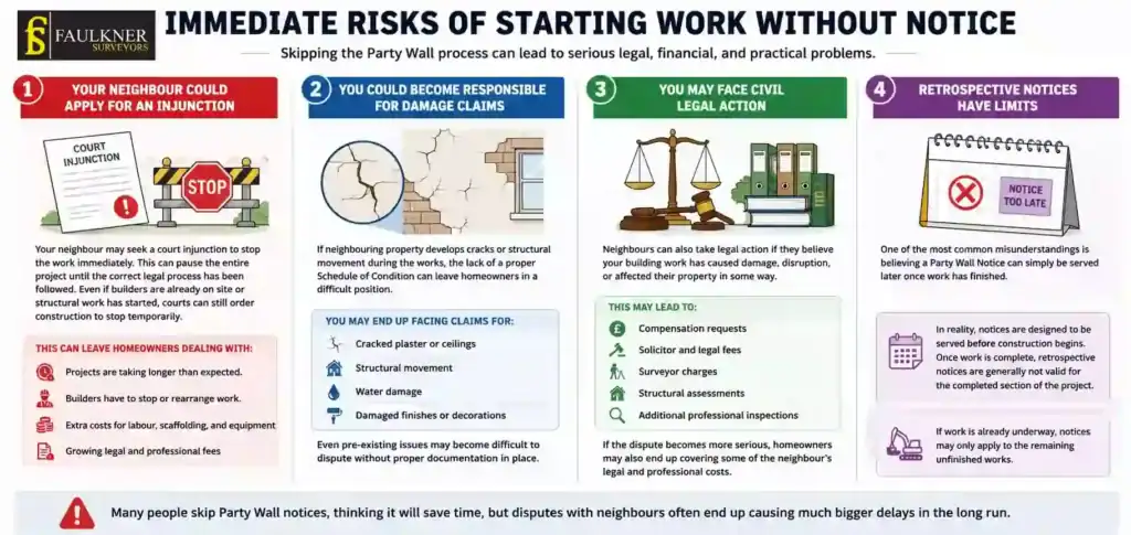 What Happens If You Start Work Without a Party Wall Notice? 1 Immediate Risks of Starting Work Without Party Wall Notice Croydon